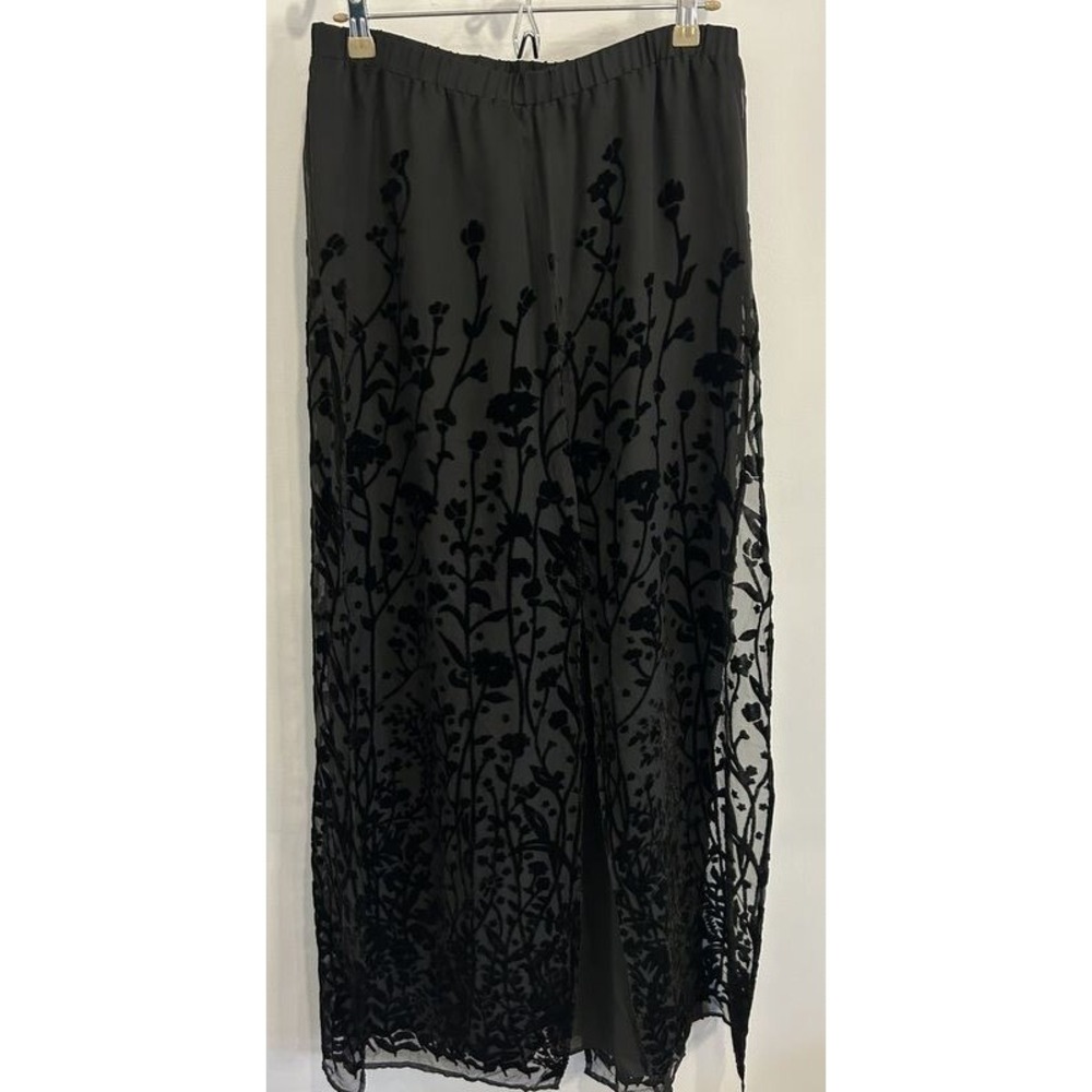 Ronnie Nicole Quida Y2K Black Burnout Velvet Overlay Wide Leg Pants Size XL